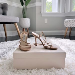 JIMMY CHOO Juliet 105 Tan Beige Leather Ankle Wrap Sandals 36 💕